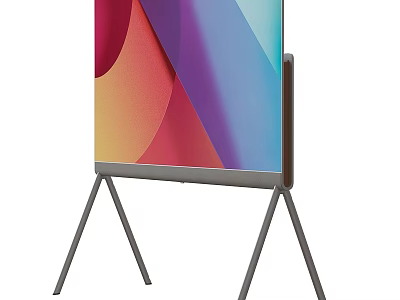 Modern TV with Tripod Stand and Vibrant Abstract Colorful 3d model