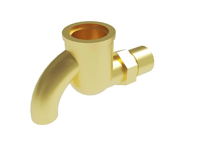 Golden Brass Pipe Fitting For Plumbing System With Durable Construction 3d model