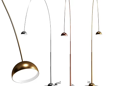 Modern Arc Floor Lamps With Metal Bases And Different Colored Shades Design 3d model