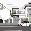 Modern Detached Villa With White Exterior Grille Gate And Front Greenery