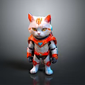 Feline Warrior Cat In Orange Armor With Intricate Costume And Detailed Design Elements