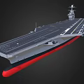 Large Aircraft Carrier With Flight Deck Island Superstructure And Red Hull 3d model