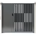 Modern Entrance Gate Design Featuring Vertical Slats And Access Control Device 3d model