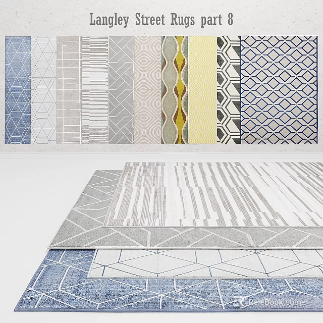 Stylish Square Rugs With Geometric Patterns Striped Designs And Various Colors Collection 3d model