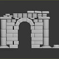 Elegant Scenic Landscape Of White Stone Archway With Columns And Reflection Against Gray Background