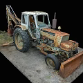 Old Rusty Farm Tractor Parked on Muddy Ground with Visible Body Rust 3d model