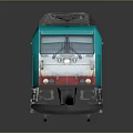 Modern Teal Electric Train Exterior With Streamlined Design And Detailed Pantographs On Reflective Surface