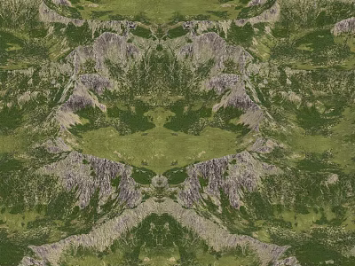 Symmetrical Mountain Landscape Featuring Green Meadows Lush Vegetation And Rolling Terrain 3d model