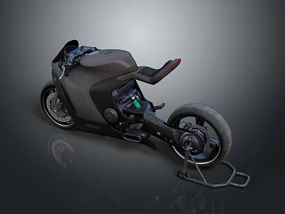 Futuristic Black Motorcycle With Sleek Body Modern Seat And Stylish Wheels 3d model