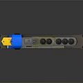 CSX Train Locomotive Blue Yellow Gray With Black Circular Vents On Top