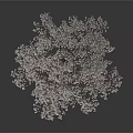Lush Tree With Pink Blossoms And Brown Trunk Against Gray Background
