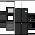 Modern Kitchen Interior Design With Black White Cabinets And Appliances 3d model