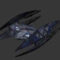 Sci Fi Combat Weapon With Sleek Metallic Design Glowing Pink Core And Sharp Wings 3d model