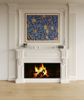 European Fireplace Combo 3d model