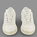 White Low Top Lace Up Casual Sneakers With Breathable Design And Light Sole