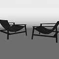 Two Black Leisure Chairs with Modern Wooden Frame and Comfortable Seat in Minimalist Style