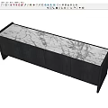 Black Modern TV Stand With Wooden Cabinets And Marble Top Contemporary Sleek Design