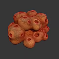 Orange Porous Stone Stack With Circular Holes On Dark Background
