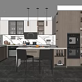 Modern open kitchen 3d model