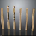 Wooden Staircase Balusters With Different Designs Round Top And Carved Details For Home Decoration