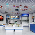 Fresh Seafood Mall Counter With Blue Signage And Glass Display Front
