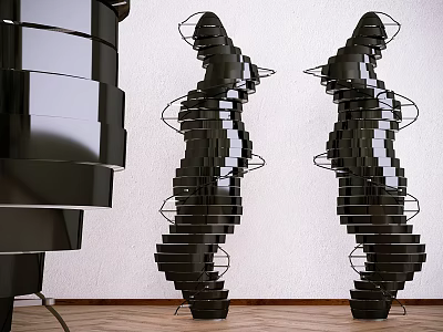 Two Abstract Floor Lamps with Unique Spiral Design in Modern Living Room Interior 3d model