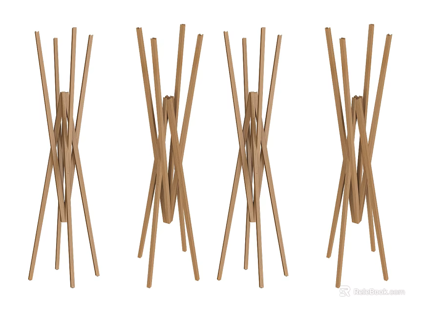 Wooden Foldable Clothes Hangers With Simple Design For Space Saving Home Use 3d model 