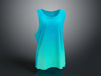 Loose Fit Sleeveless Top With Blue Gradient Mesh Fabric And Casual Style Design 3d model