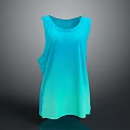 Loose Fit Sleeveless Top With Blue Gradient Mesh Fabric And Casual Style Design