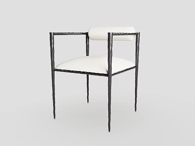 Modern Minimalist Leisure Chair With White Upholstered Seat And Black Metal Frame 3d model