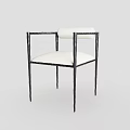 Modern Minimalist Leisure Chair With White Upholstered Seat And Black Metal Frame