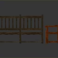 Wooden Outdoor Benches with Red and Brown Carved Cross Design for Garden Patio