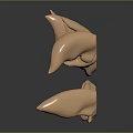 Golden Human Ear Models In Various Shapes With Glossy Surface And Black Background Reflections