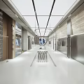 Modern Clothing Store Interior With White Flooring Hanging Lights Clothing Racks And Central Display Table