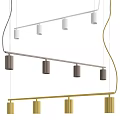 Modern Linear Chandelier With Multiple Cylindrical Shades And Metal Frame Design 3d model