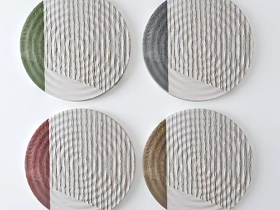 Round Multicolor Textured Wall Decor With Green Gray Pink Gold Sections 3d model