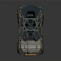 Off Road Vehicle Open Cockpit With Large Tires And Top Mounted Equipment