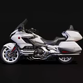 White Luxury Motorcycle with Streamlined Design and Storage Compartments on Black Background 3d model