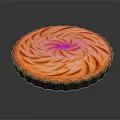 Freshly Baked Orange Spiral Pie With Black Crust On Dark Background