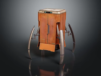 Futuristic Mechanical Creature With Structured Orange Body And Metal Legs 3d model