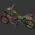 Rugged Camouflage Off Road Motorcycle With Large Tires Saddlebag And Metal Parts