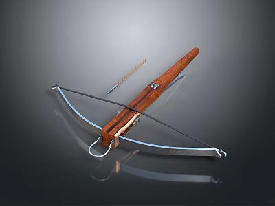 Traditional Wooden Bow with Metal String and Arrow for Archery Practice and Hunting 3d model