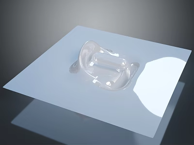 Transparent Pacifier Product Display On Clear Square Acrylic Plate Surface 3d model