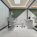 Modern Dental Clinic Interior With Dental Chair Workstations Computers And Sofa Wall Text Decor
