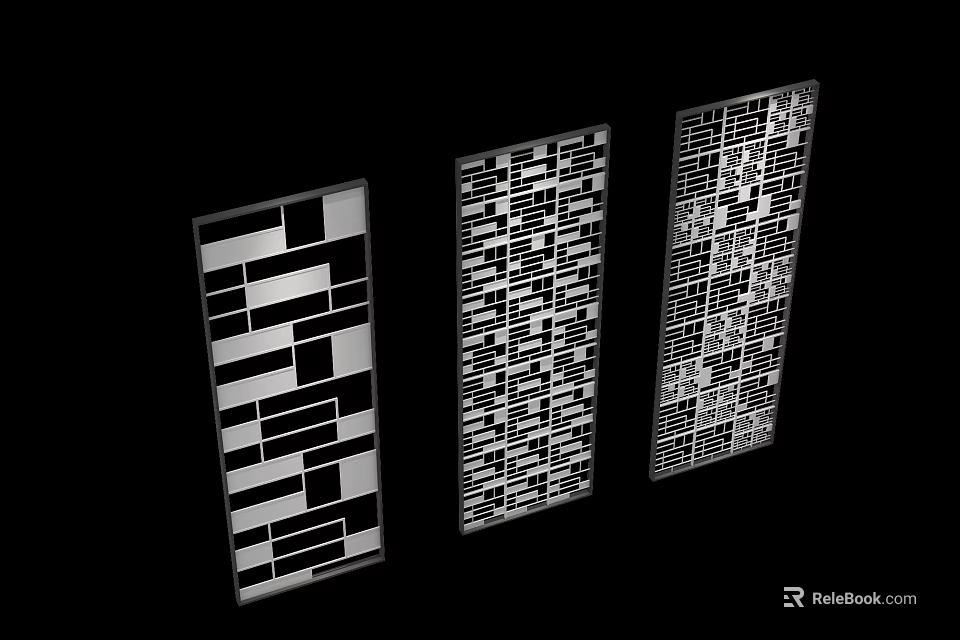 Modern Black And White Geometric Pattern Room Dividers For Interior Decoration 3d model 