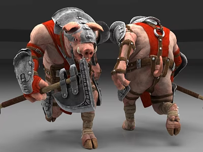 Armor Clad Pig Warrior Game Movie Character With Battle Axe 3D Design 3d model