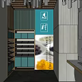 Modern Restaurant Exterior With Teal And Gold Geometric Wall Patterns Glass Doors And Chandeliers