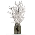 Decorative Red Berry Branches Arranged In Glass Vase For Home Decoration