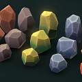 Orange Yellow Blue Gray Stones And Wooden Pieces With Various Shapes