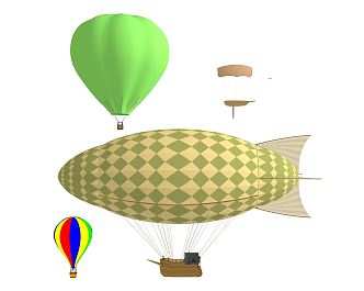 modern hot air balloon spaceship 3d model